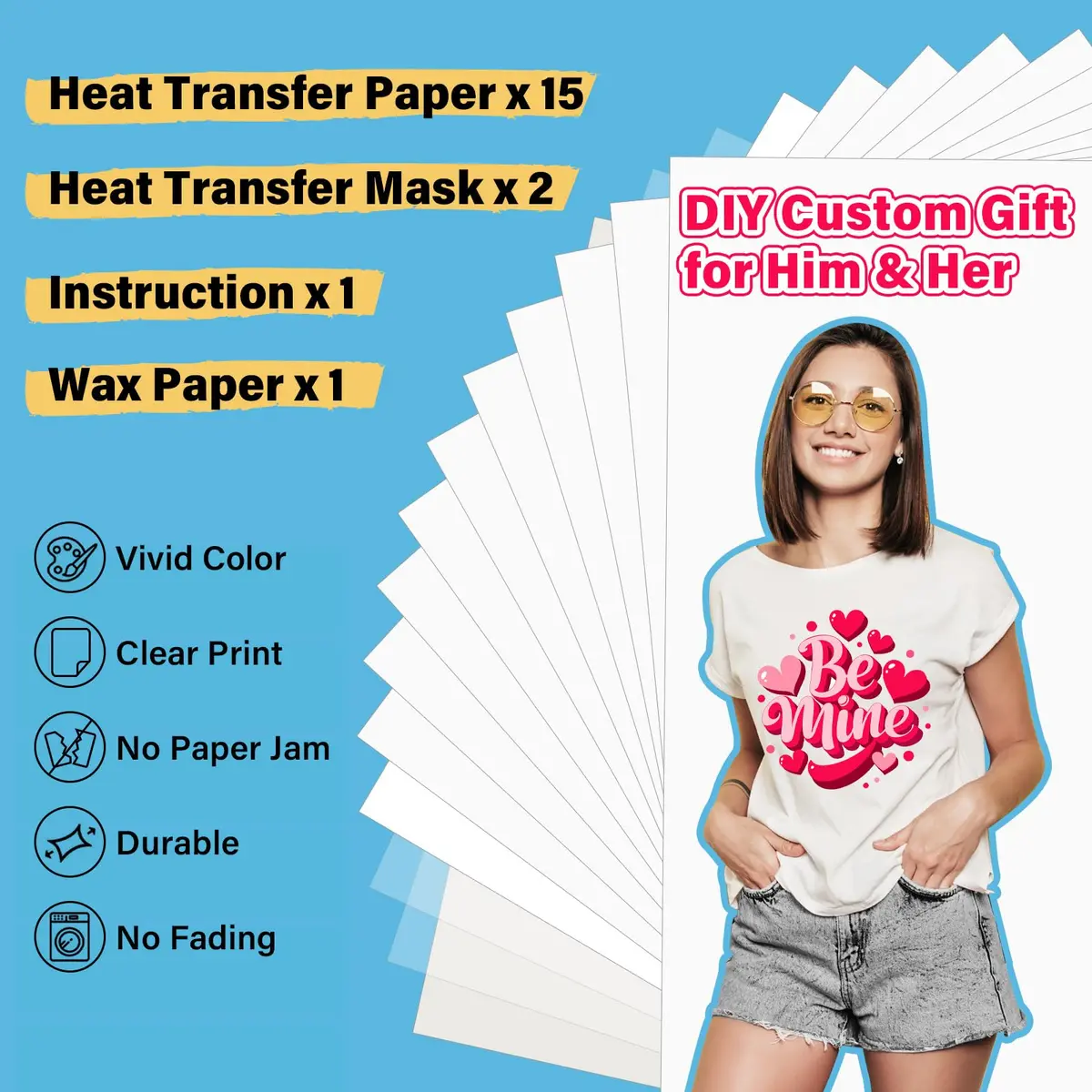 TECKWRAP Printable Heat Transfer Paper for T-Shirts 15 Sheets, 8.3" X 11.7" | Vibrant Colors & Durable Wash - view 2