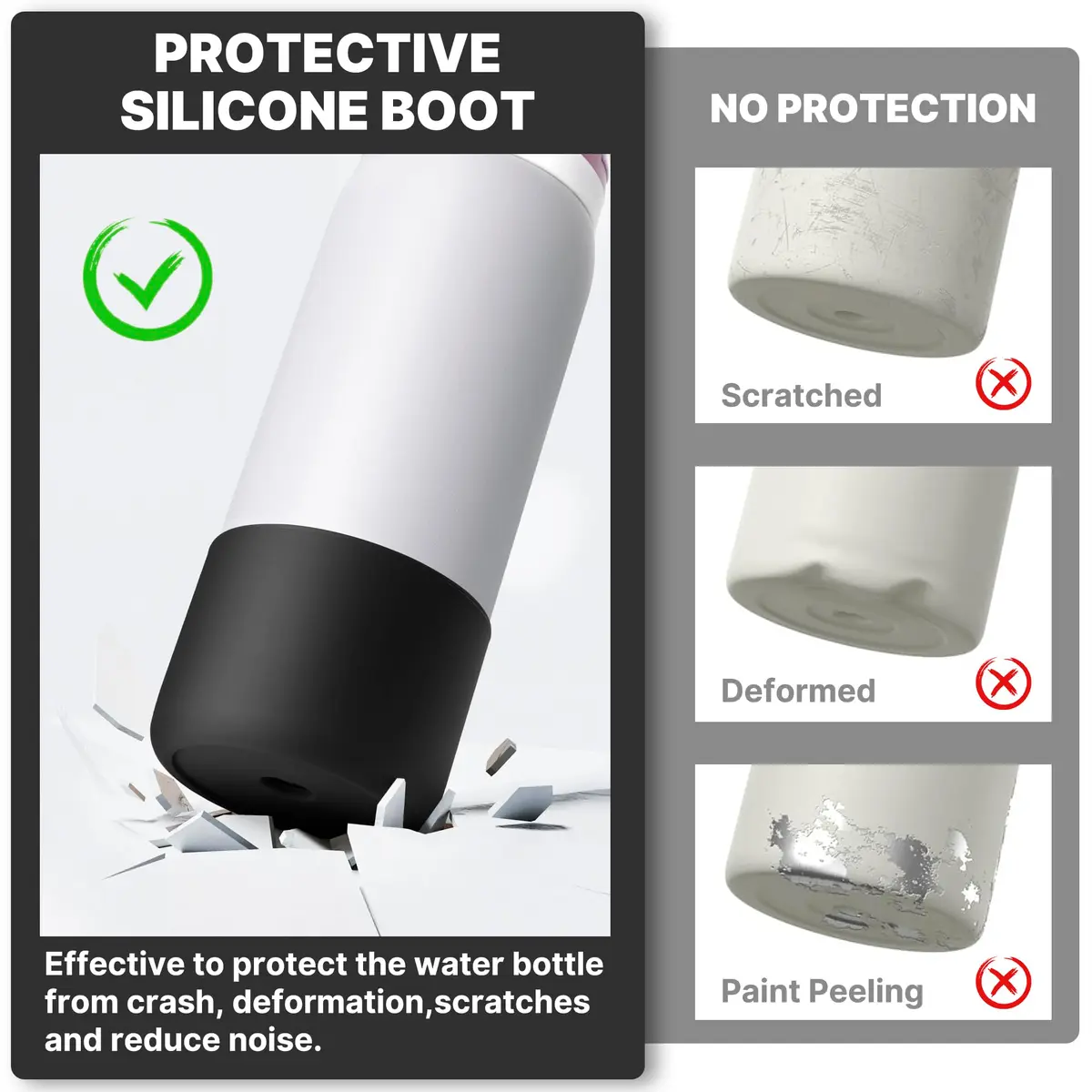 Diumepo Silicone Boot for Owala 24 oz Water Bottle | Anti-Slip Protective Sleeve for Owala Twist & FreeSip & Flip Stainless Steel Water Bottle, Boot Bottom Base (Black) - view 3