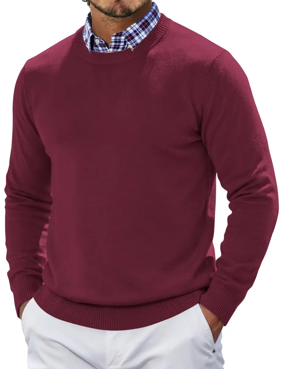 COOFANDY Mens Crew Neck Sweater Long Sleeve Lightweight Knit Pullover | Slim Fit, Soft & Warm in India - main product image