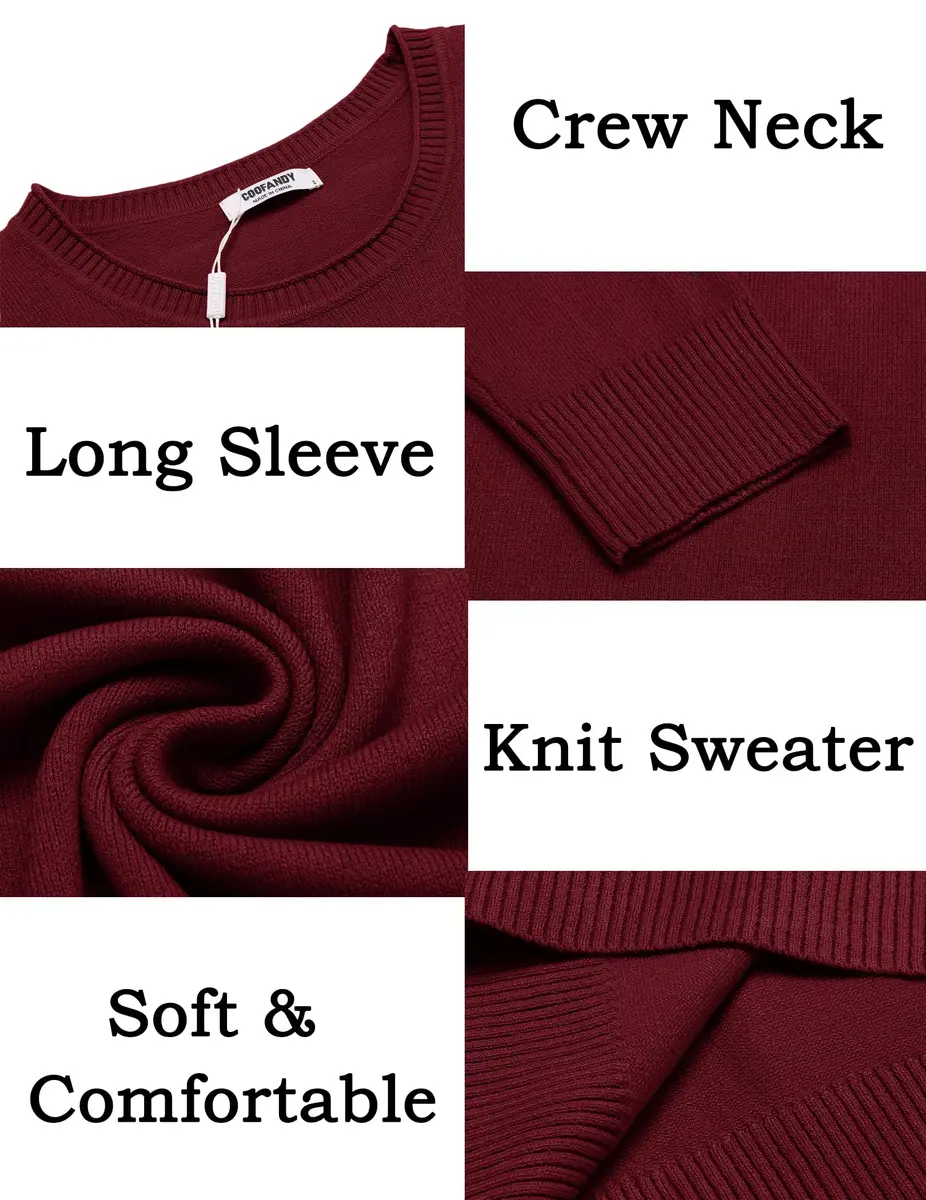 COOFANDY Mens Crew Neck Sweater Long Sleeve Lightweight Knit Pullover | Slim Fit, Soft & Warm in India - view 5
