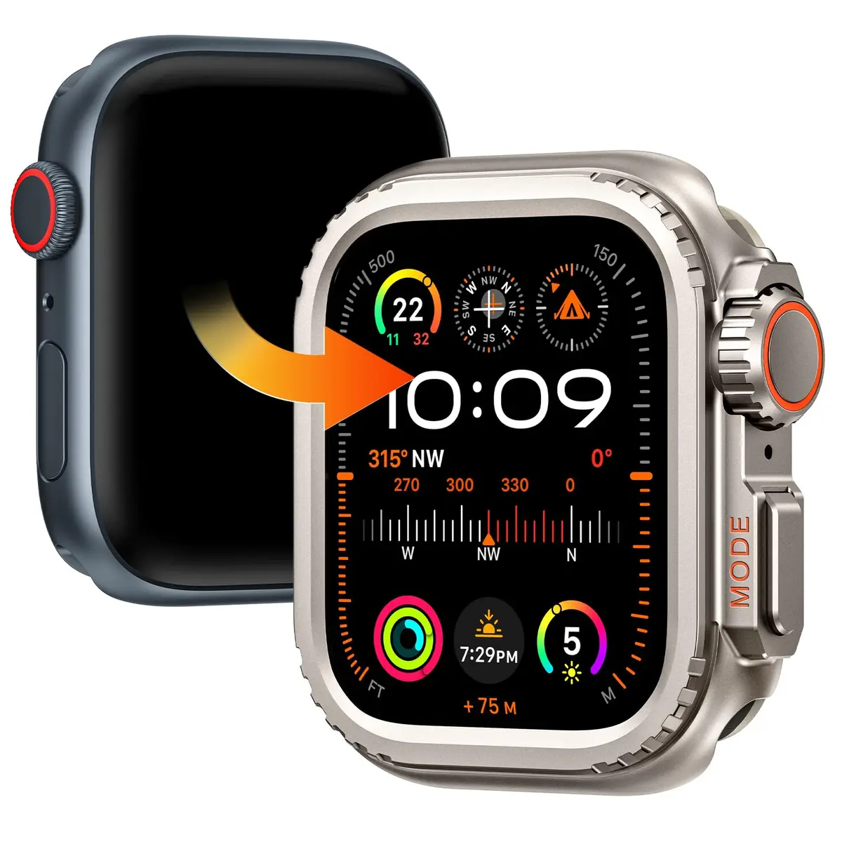Goton Ultra-Look Metal Case for Apple Watch Series 9/8/7 45mm | Aluminum Alloy Bumper with Ceramic Back - main product image