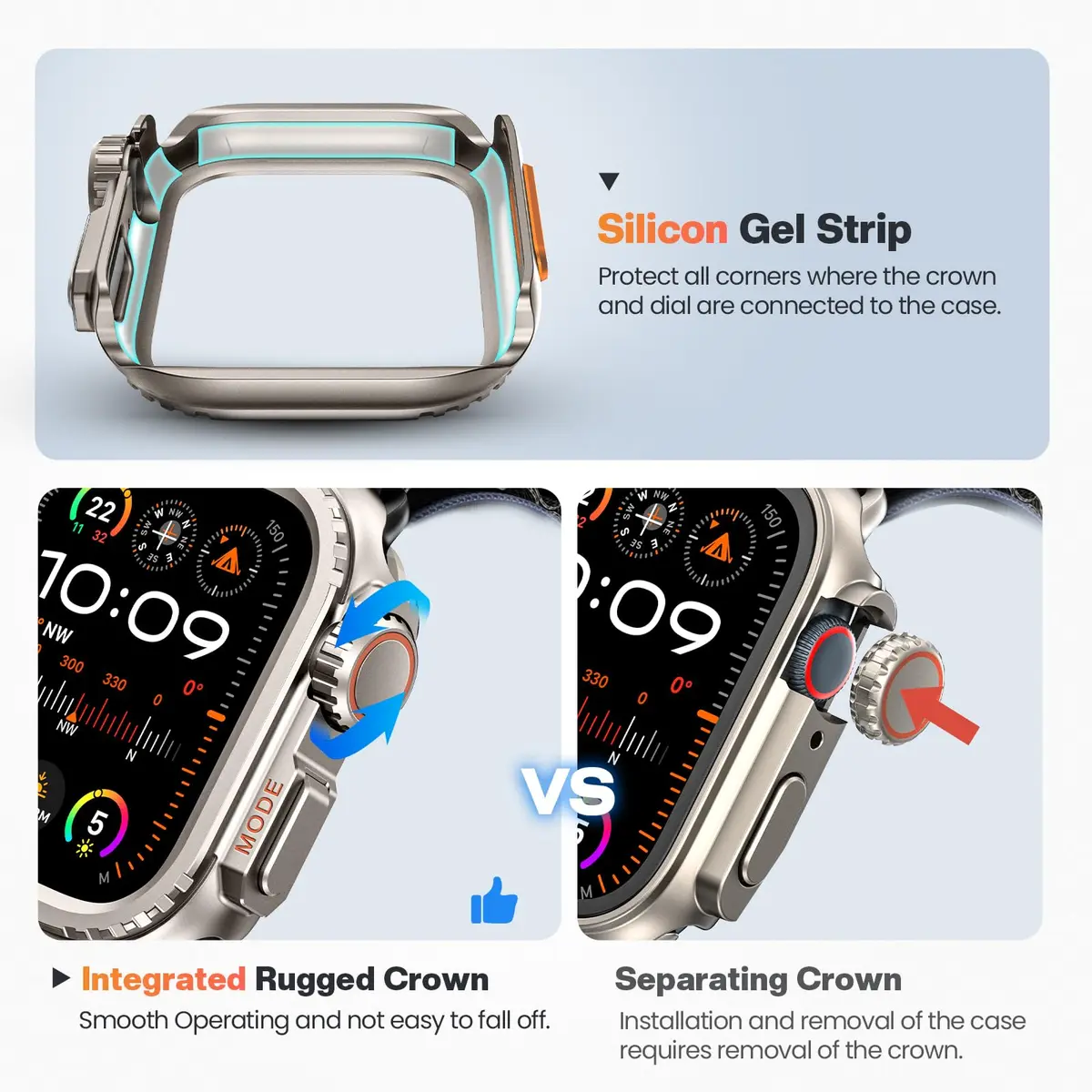 Goton Ultra-Look Metal Case for Apple Watch Series 9/8/7 45mm | Aluminum Alloy Bumper with Ceramic Back - view 5