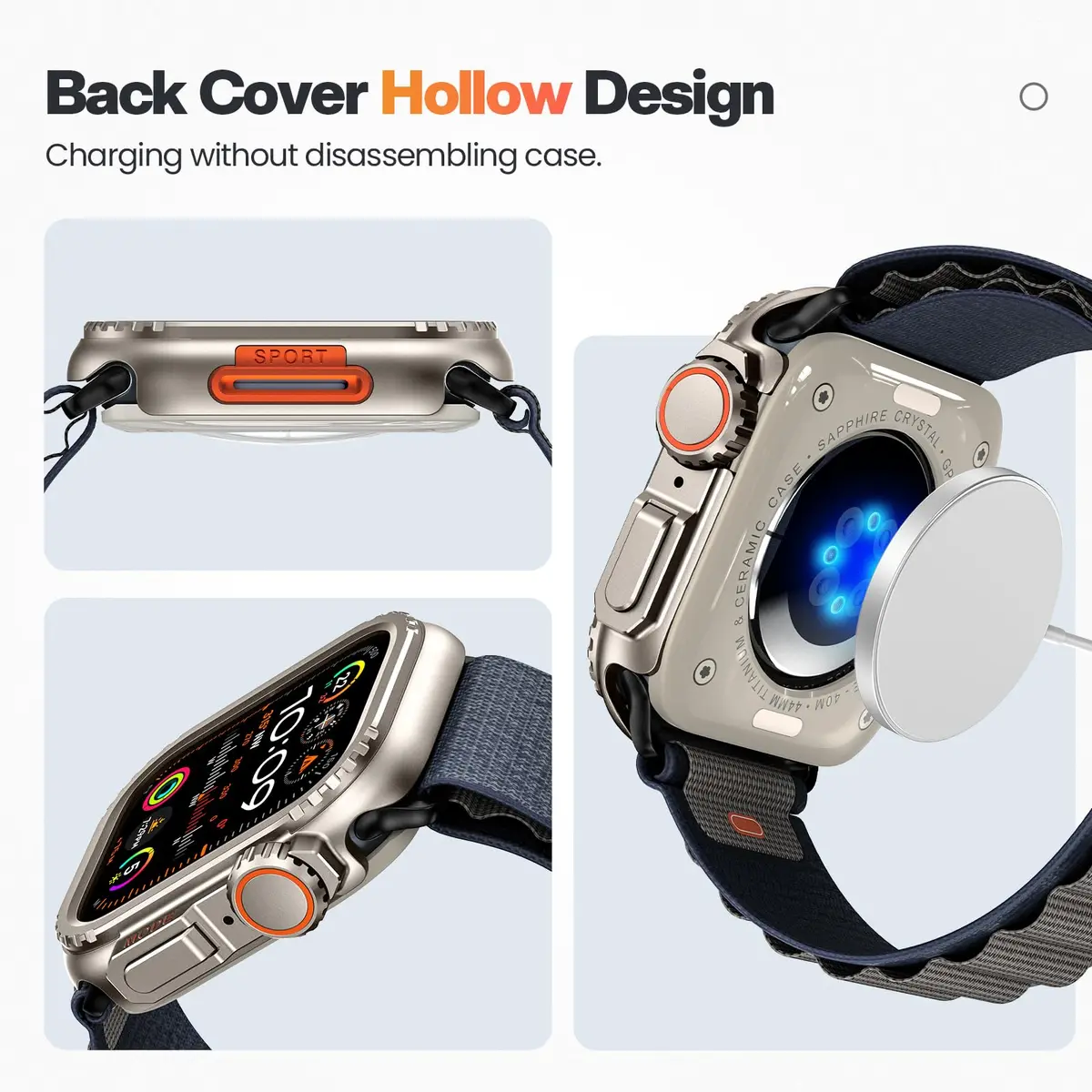 Goton Ultra-Look Metal Case for Apple Watch Series 9/8/7 45mm | Aluminum Alloy Bumper with Ceramic Back - view 6