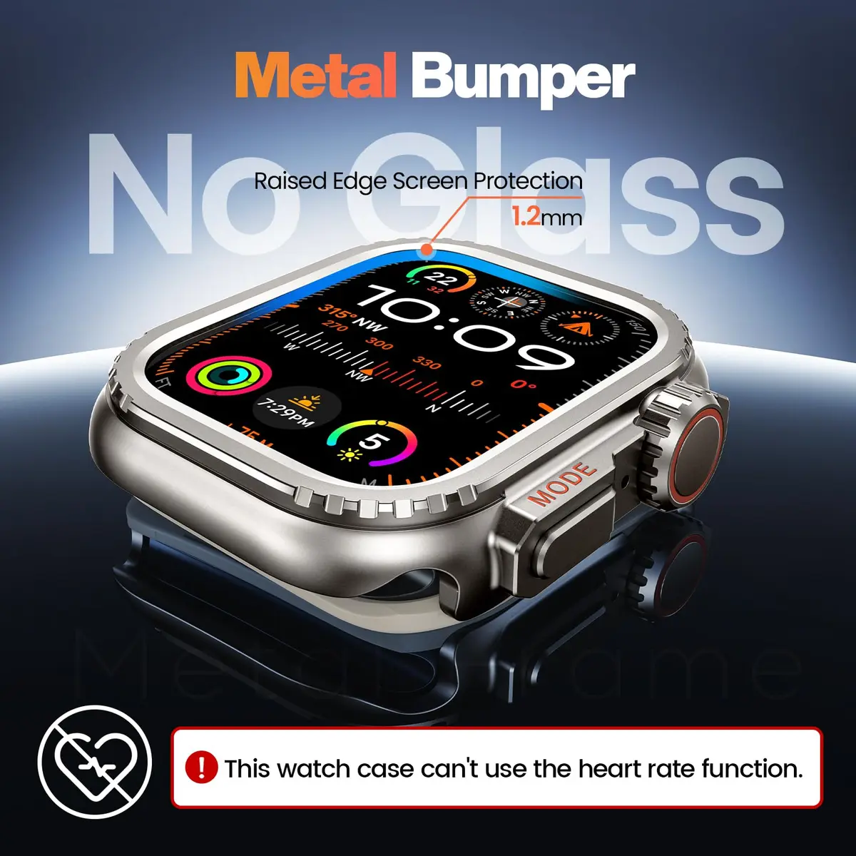 Goton Ultra-Look Metal Case for Apple Watch Series 9/8/7 45mm | Aluminum Alloy Bumper with Ceramic Back - view 3