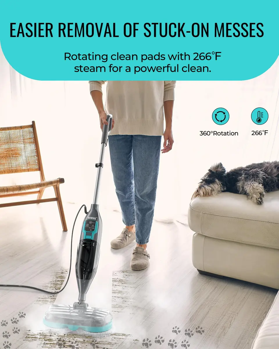 homsis Steam Mop Floor Steamer Scrubber for Hard Surfaces | 266°F Power & Reusable Pads - view 2