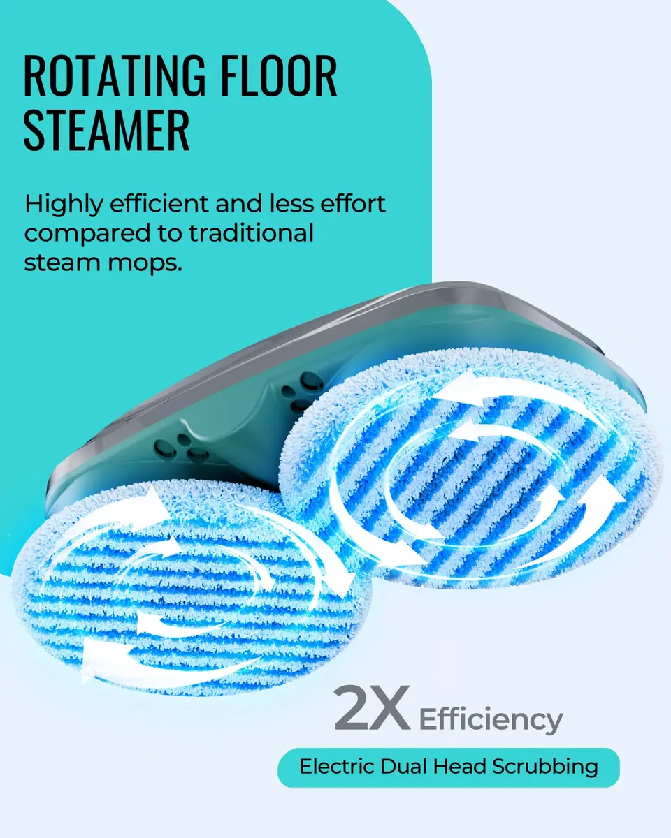 homsis Steam Mop Floor Steamer Scrubber for Hard Surfaces | 266°F Power & Reusable Pads - view 3