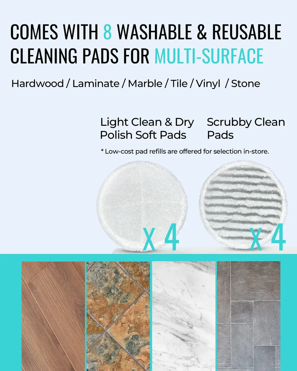 homsis Steam Mop Floor Steamer Scrubber for Hard Surfaces | 266°F Power & Reusable Pads - view 4