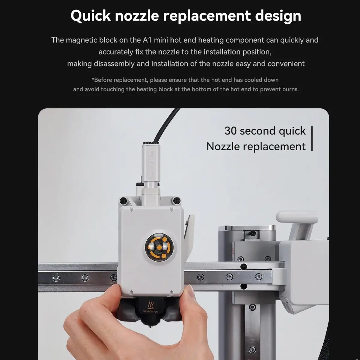 LANKEGU Upgrade Hotend Kit for Bambu Lab A1 Mini 3D Printer | 0.4/0.6/0.8mm Hardened Steel Nozzle & Silicone Sock - view 4