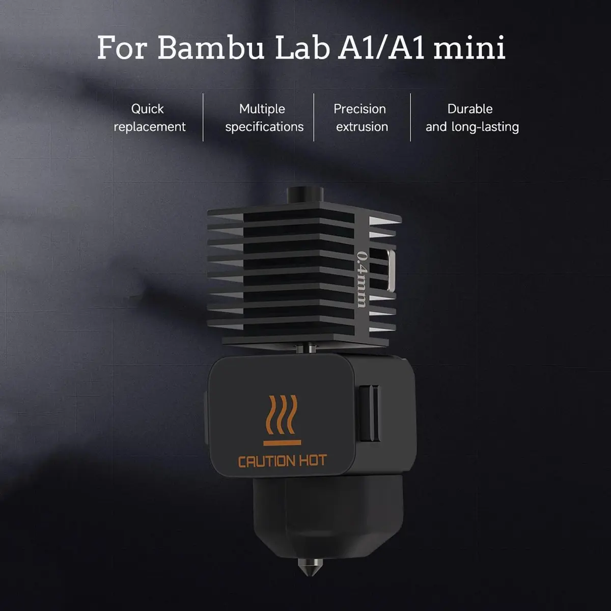 LANKEGU Upgrade Hotend Kit for Bambu Lab A1 Mini 3D Printer | 0.4/0.6/0.8mm Hardened Steel Nozzle & Silicone Sock - view 3