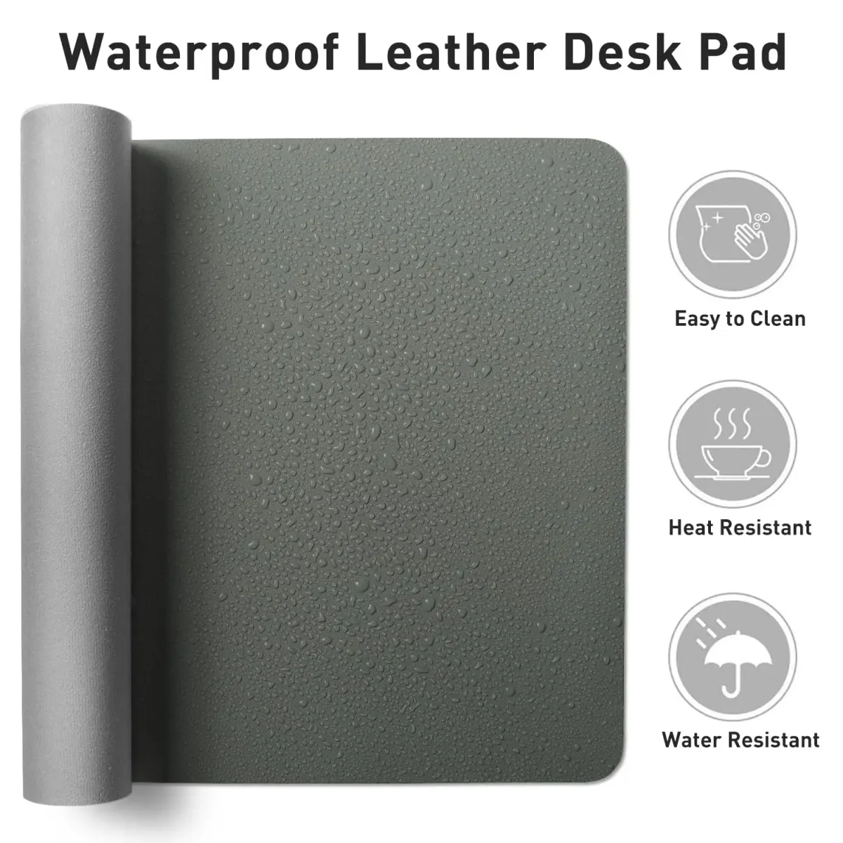 Aothia Jungle Green Desk Pad Protector 122cm x 43cm (48"x17") | Smooth PU Leather for Office & Home - view 6