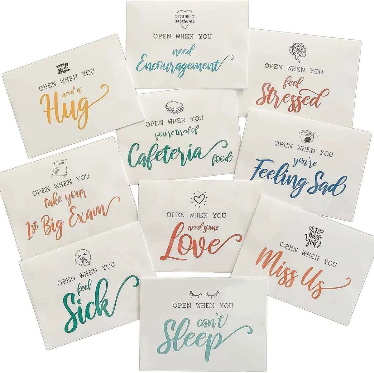 Grurun Open When Envelopes Kit 16pcs (4.8 x 6.8 inches) | College Student Long Distance Relationship Gift - main product image