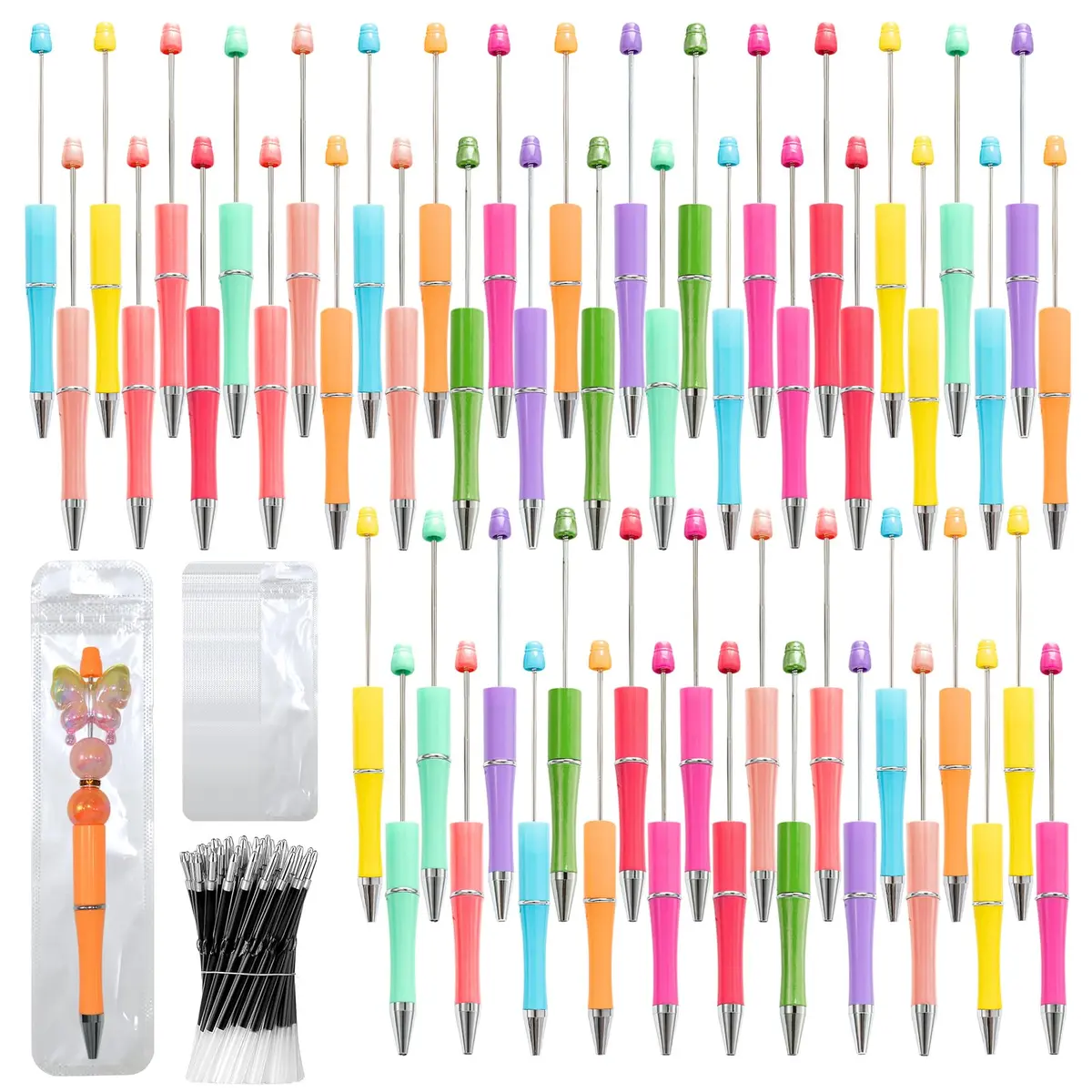 DASTTUIS Beadable Pens Kit 150 Pieces | Creative DIY Craft Set for Students & Teachers - main product image