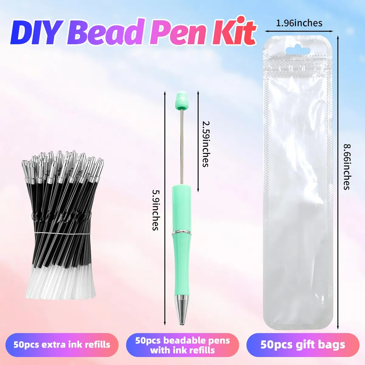 DASTTUIS Beadable Pens Kit 150 Pieces | Creative DIY Craft Set for Students & Teachers - view 2