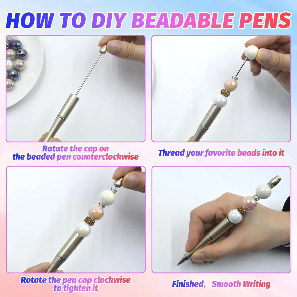 DASTTUIS Beadable Pens Kit 150 Pieces | Creative DIY Craft Set for Students & Teachers - view 3