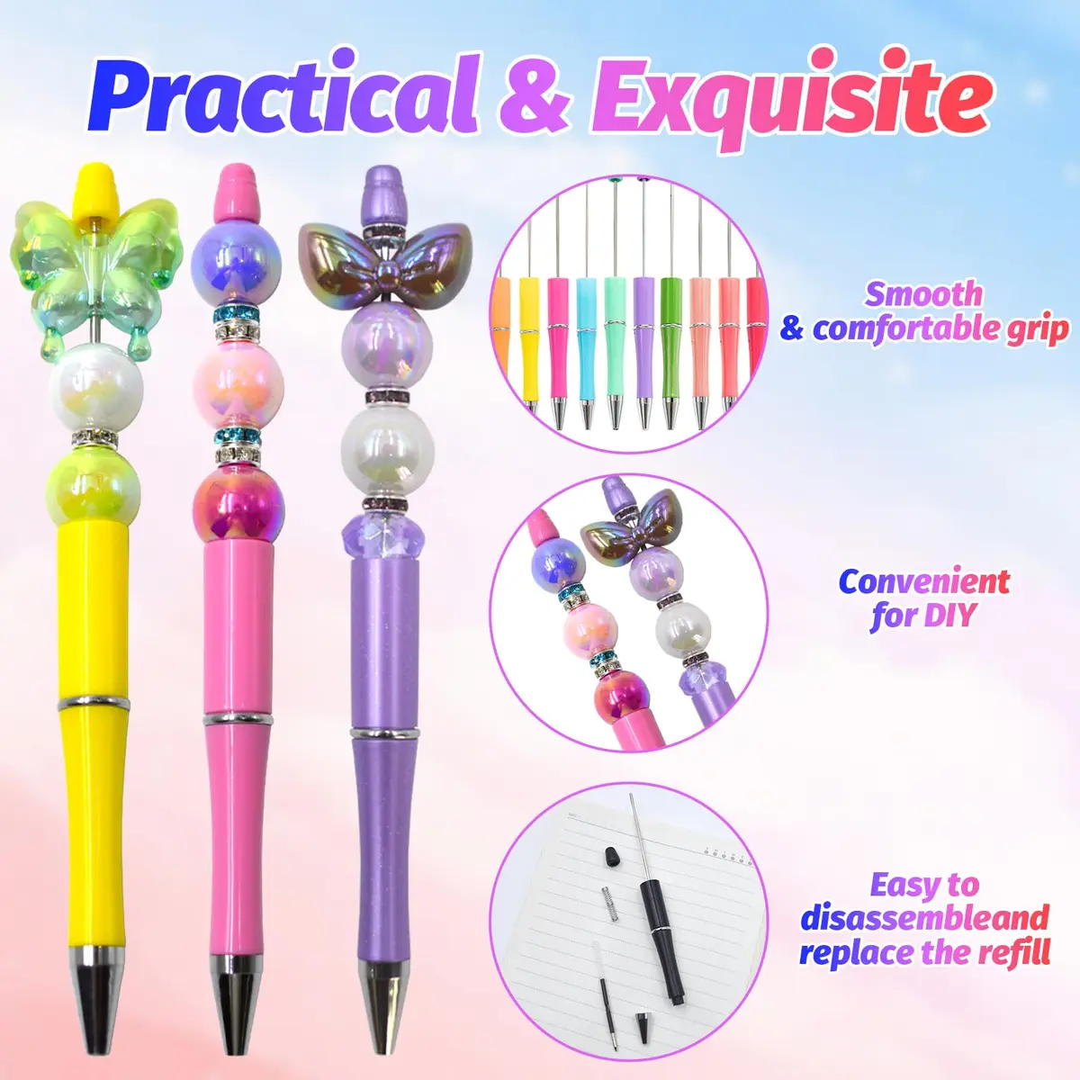 DASTTUIS Beadable Pens Kit 150 Pieces | Creative DIY Craft Set for Students & Teachers - view 4