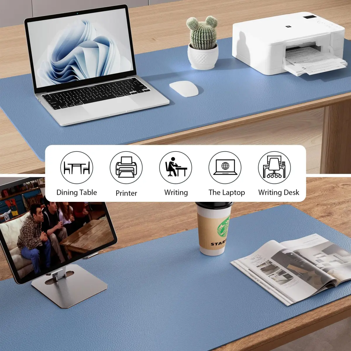 Aothia PU Leather Desk Pad Protector 122cm x 43cm (48"x17") | Non-Slip, Waterproof, Professional Office & Home Use - view 5