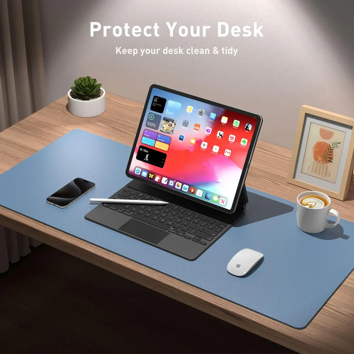 Aothia PU Leather Desk Pad Protector 122cm x 43cm (48"x17") | Non-Slip, Waterproof, Professional Office & Home Use - view 3
