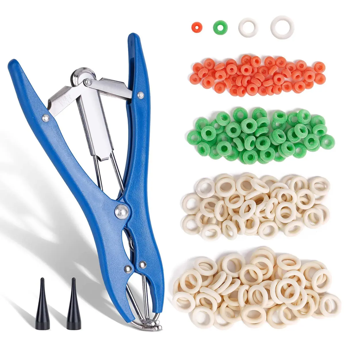 ZHEQOGZH Livestock Castration Bander with 4 Sizes of Castrator Rings | Farm & Ranch Handling Supplies - main product image