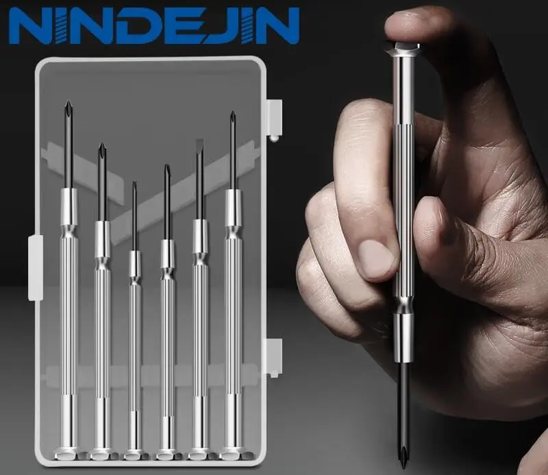 NINDEJIN 6PCS Precision Screwdriver Set, Flathead & Phillips, Chrome Vanadium Steel, Micro & Standard Sizes - view 10