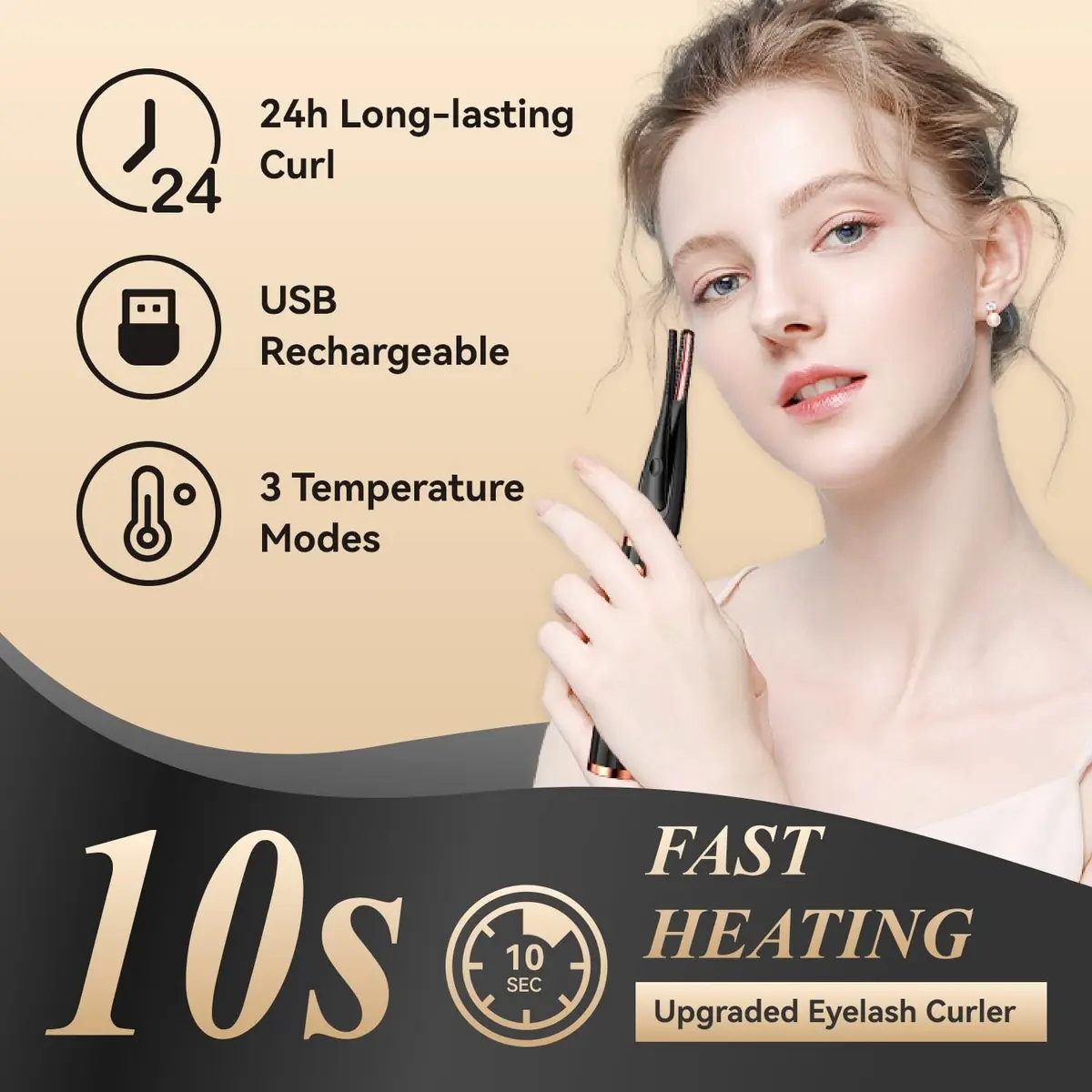 MGKO Heated Eyelash Curler M-xz2 Black | Natural Curling 24 Hours Long Lasting - view 3