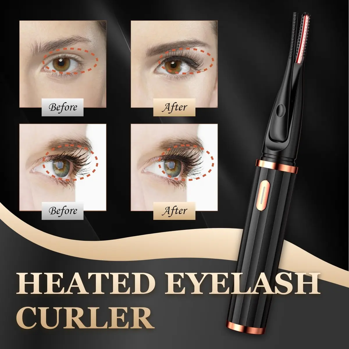 MGKO Heated Eyelash Curler M-xz2 Black | Natural Curling 24 Hours Long Lasting - view 4