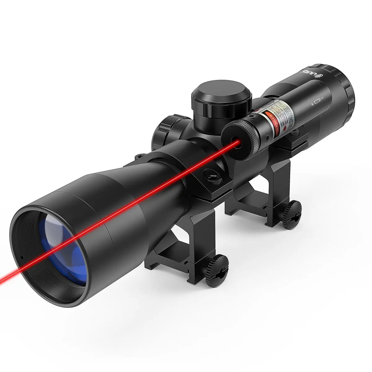 UUQ Tactical 4X32 Compact Rifle Scope with Red Laser | 1" Tube, 32mm Objective, Fog & Shock Resistant - main product image