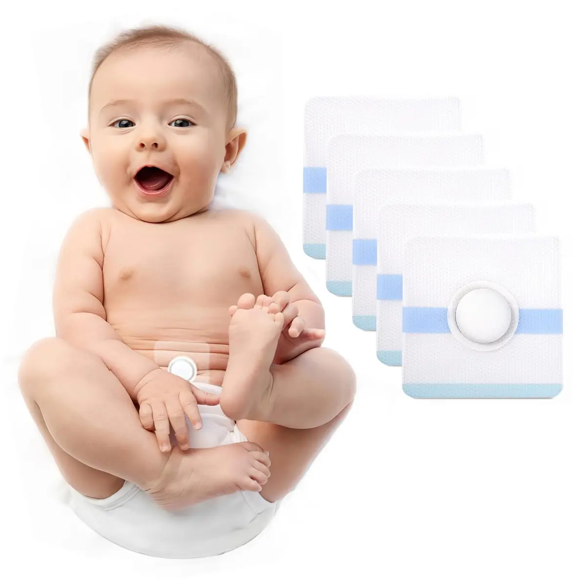 ENLUNTRA Belly Button Shaper Waterproof Cotton Pads 10×10cm | Infant Navel Support - main product image