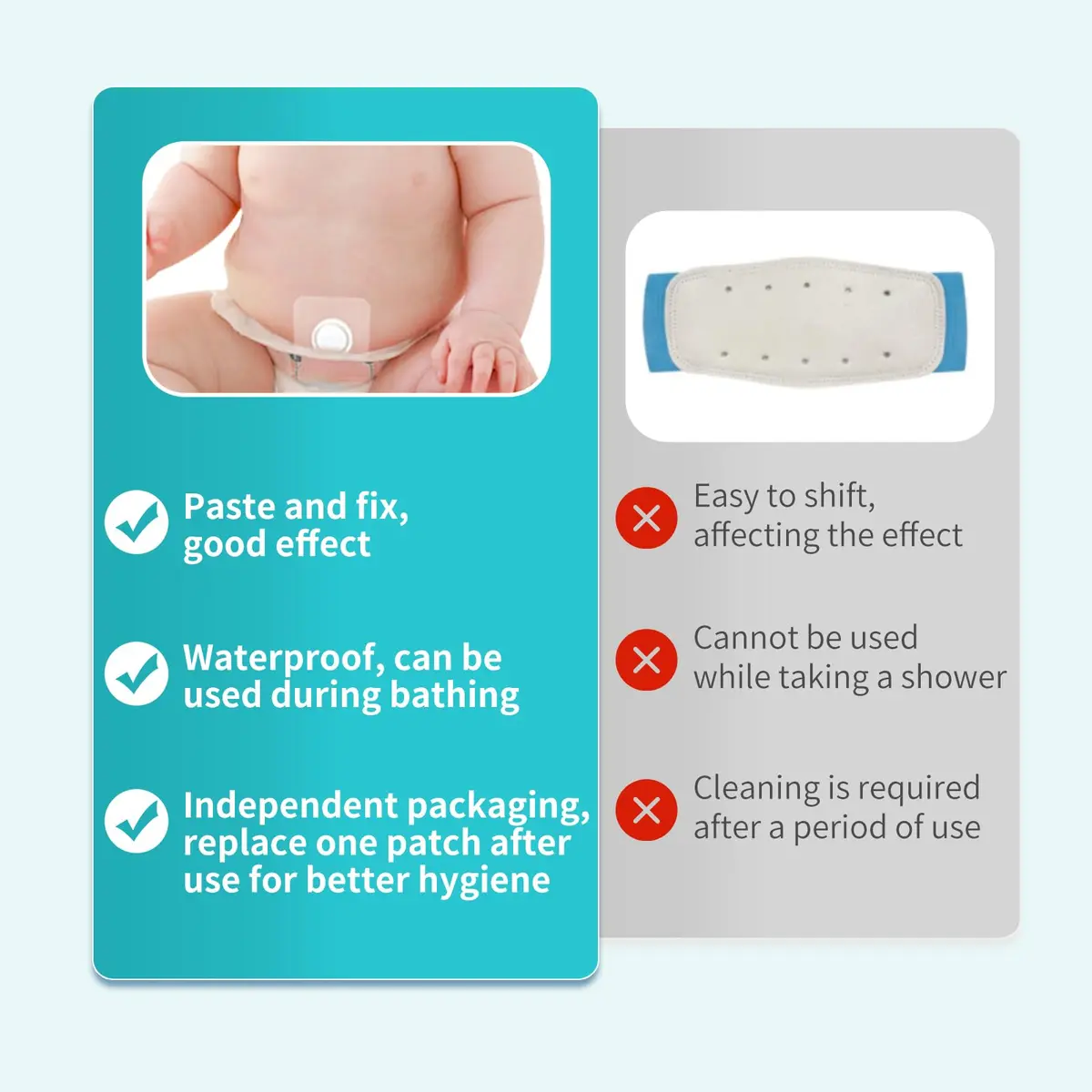 ENLUNTRA Belly Button Shaper with Waterproof Cotton Pads 8×8cm | Infant Navel Support for Baby's Comfort - view 7