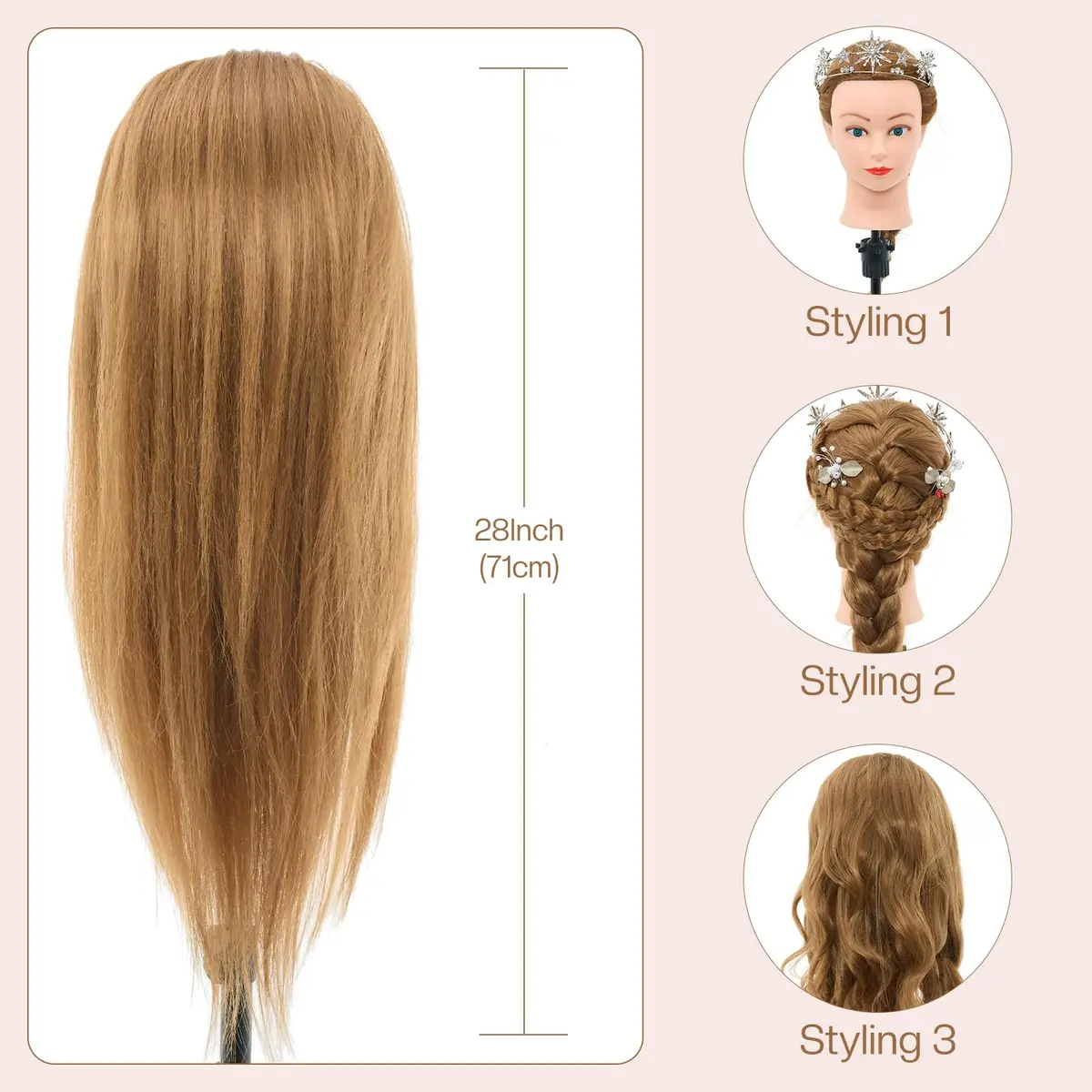 Neverland Beauty & Health 28Inch Real Hair Mannequin Head | Cosmetology Practice with Blonde Hair - view 2