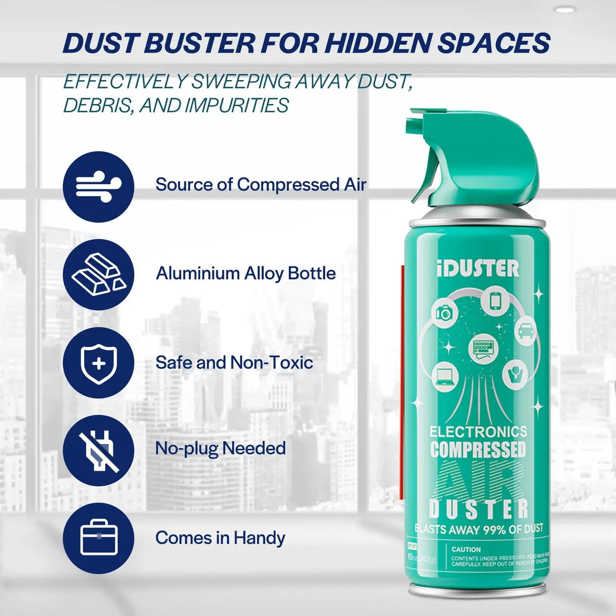iDuster Compressed Air Duster Spray 10oz (295ml) 3-Pack | Powerful Electronics Cleaning - view 4