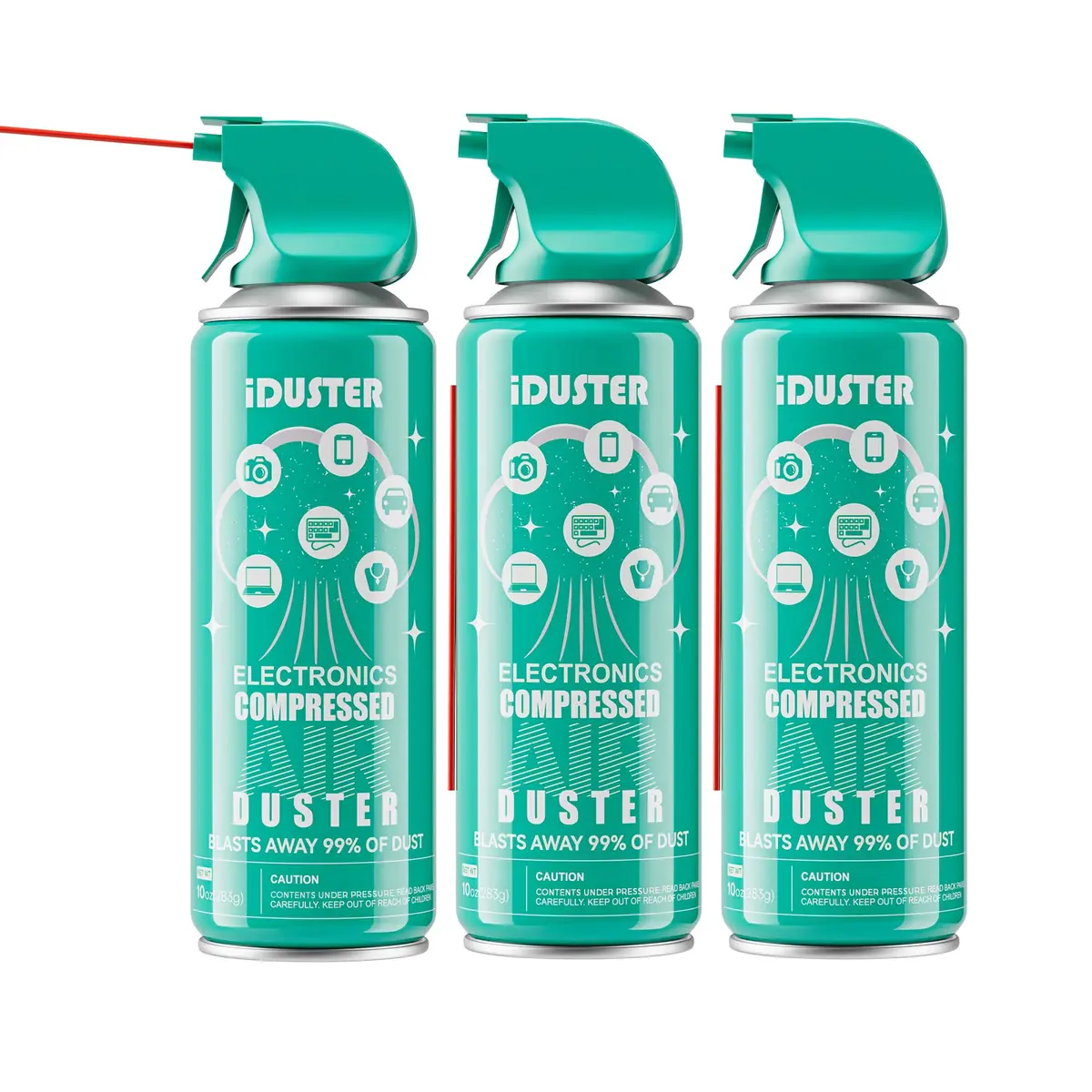 iDuster Compressed Air Duster Spray 10oz (295ml) 3-Pack | Powerful Electronics Cleaning - main product image