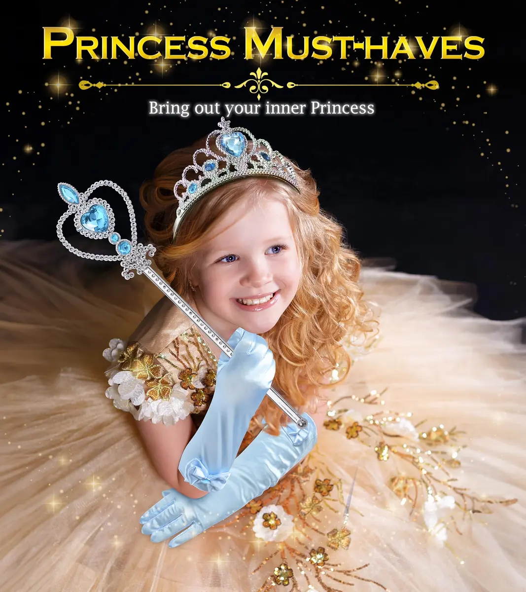 BIBUTY Princess Dress Up Accessories Princess Crown Tiara for Little Girls | Imaginative Play Set for Ages 3-6 - view 5