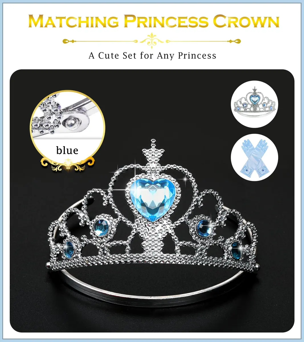 BIBUTY Princess Dress Up Accessories Princess Crown Tiara for Little Girls | Imaginative Play Set for Ages 3-6 - view 4