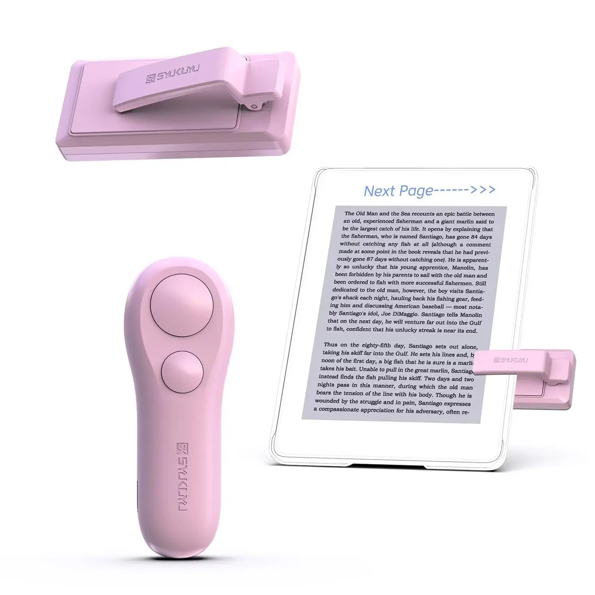 SK SYUKUYU RF Remote Page Turner for Kindle, iPad, Tablets & Phones | Pink, 30m Range - main product image