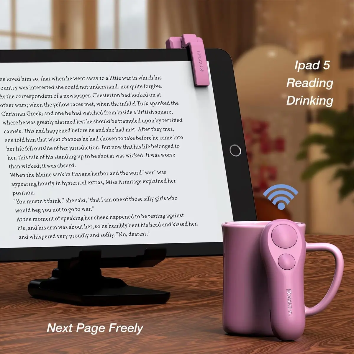 SK SYUKUYU RF Remote Page Turner for Kindle, iPad, Tablets & Phones | Pink, 30m Range - view 6