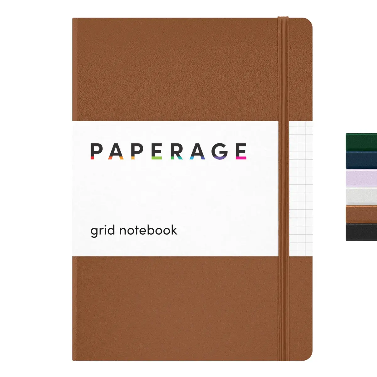 PAPERAGE Graph Paper Journal Notebook, Cognac, 160 Pages, 14.4cm x 20.3cm (5.6 in x 8 in) | 100 GSM Thick Paper for Work or School - main product image