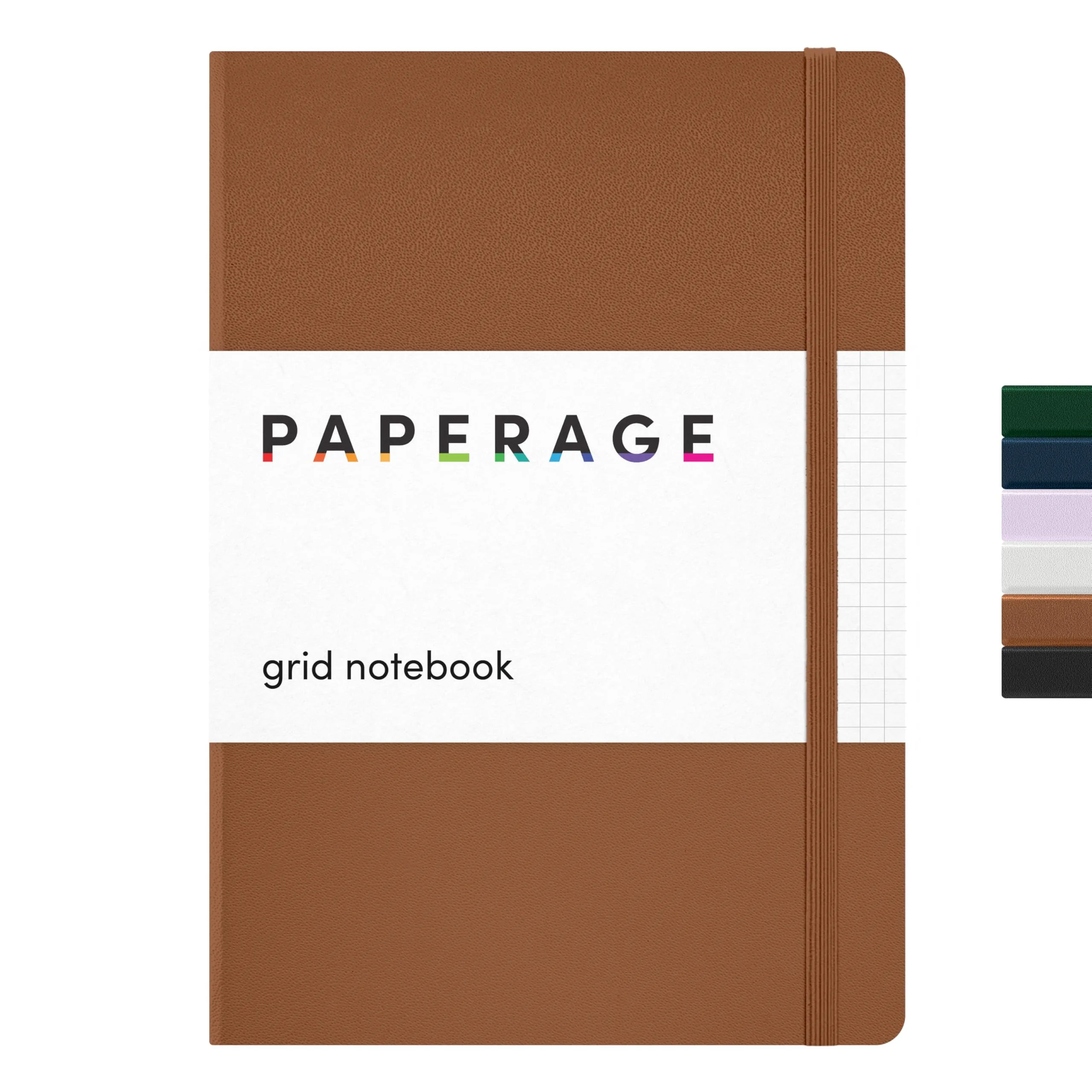 PAPERAGE Grid Paper Journal Notebook (Cognac), 5.6 x 8 in | 160 Pages, 100 GSM Thick Paper - main product image