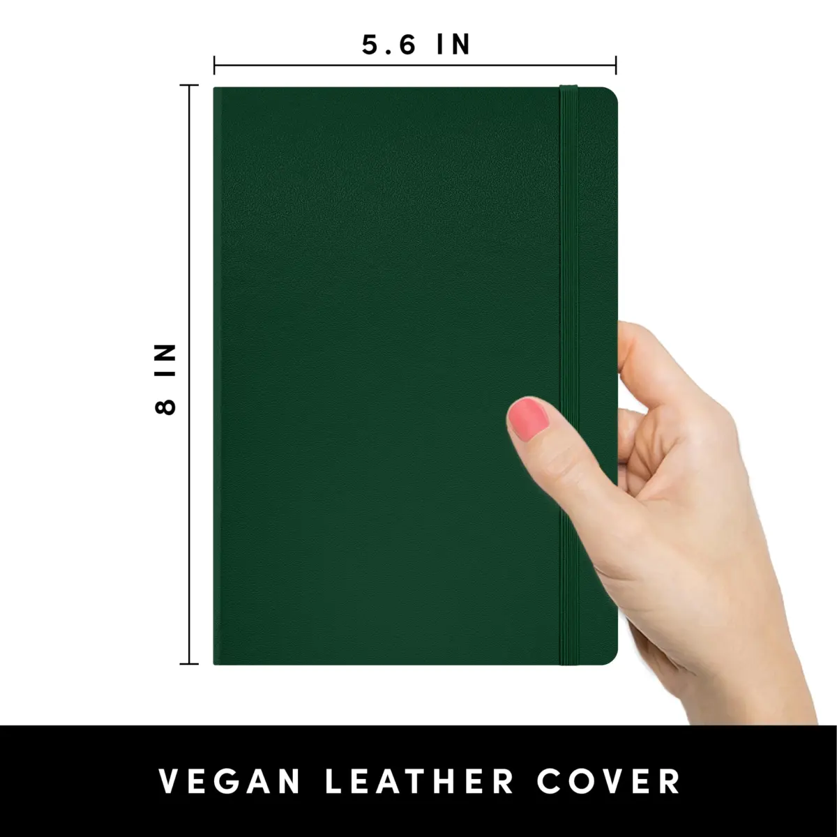 PAPERAGE Graph Paper Journal Notebook, Dark Green, 5.6 x 8 in (14.2 x 20.3 cm) | Acid-Free 100 GSM Paper - main product image