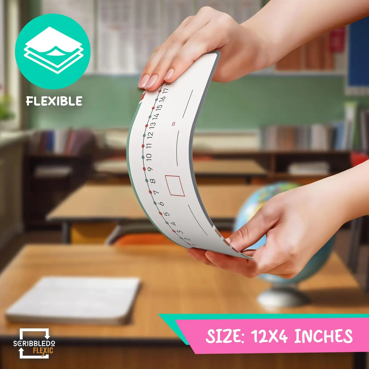 Scribbledo Dry Erase Number Line Sheets 4x12 Inch (10 Pack) | Hands-On Math Practice for Grades 2-3 - view 5