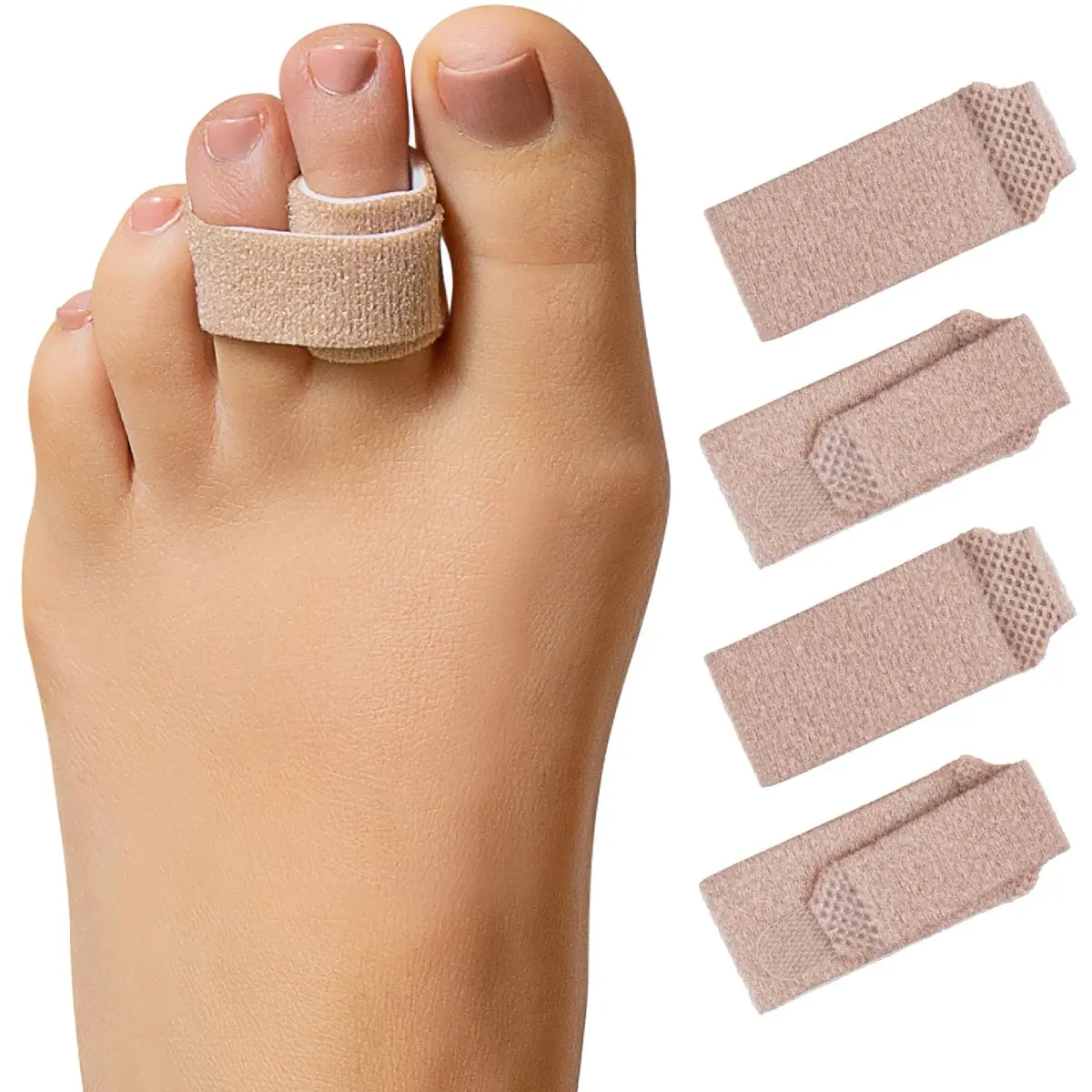 ZenToes Hammer Toe Straightener & Broken Toe Splint Buddy Wraps, 4 Ct | Gentle Support for Middle Toes - main product image