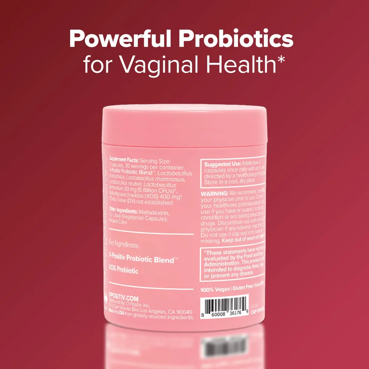 O Positiv URO Vaginal Probiotics for Odor, Flora & pH Balance – 180 Capsules (90-Day Supply) | Supports Vaginal Health - view 9