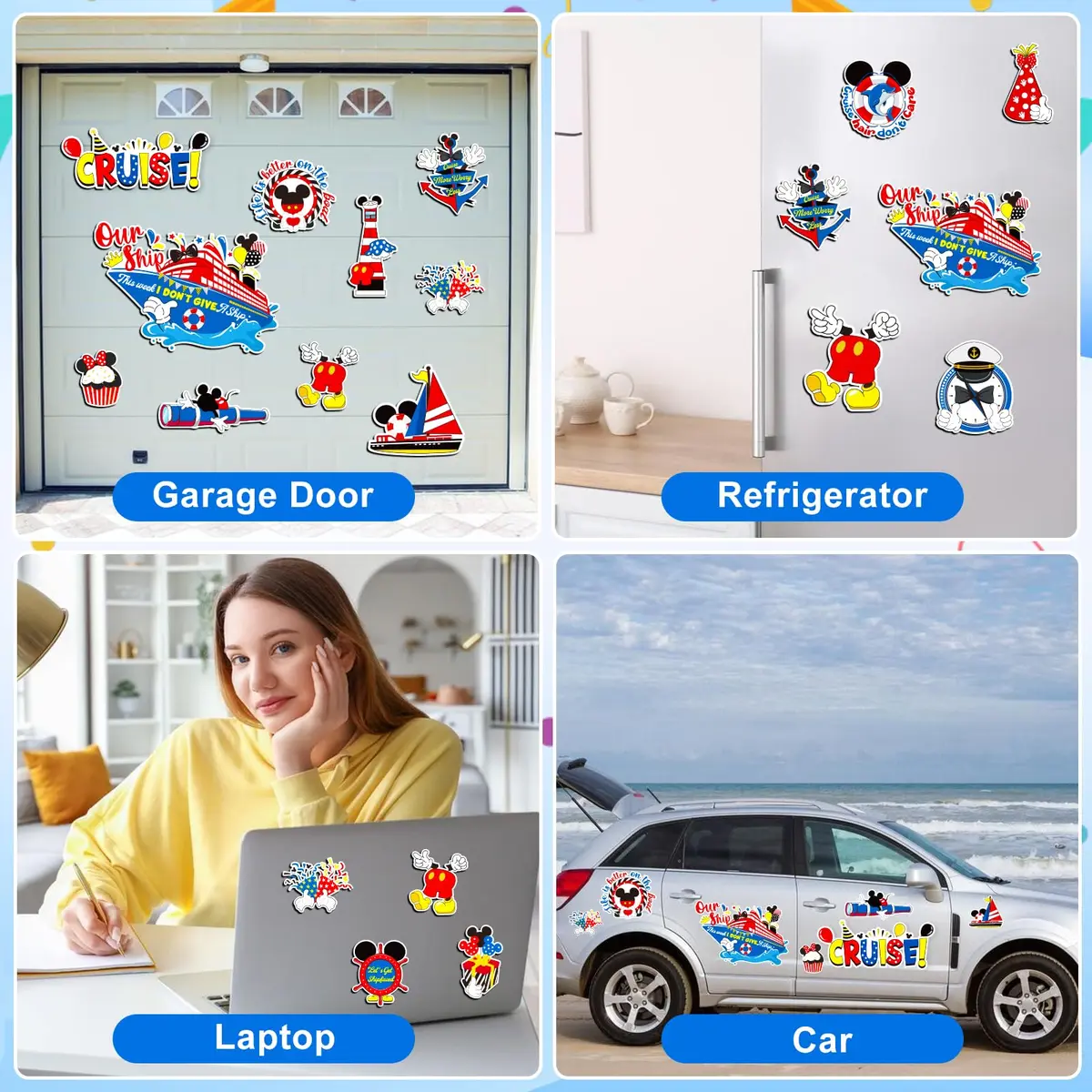 Lionoble 16pcs Reflective Mouse & Cruise Door Magnets | Summer Magnetic Stickers for Cars & Refrigerator - view 7
