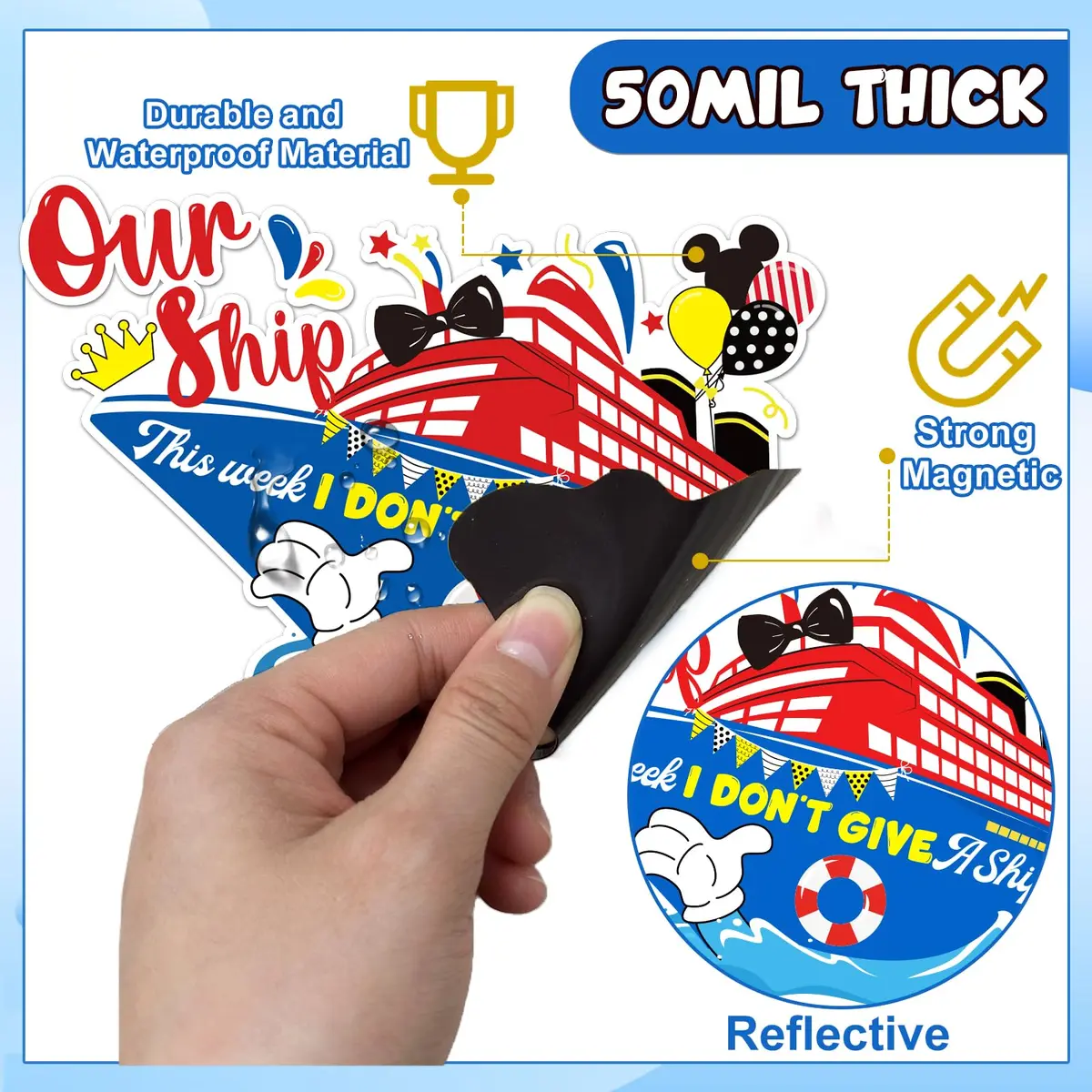 Lionoble 16pcs Reflective Mouse & Cruise Door Magnets | Summer Magnetic Stickers for Cars & Refrigerator - view 3
