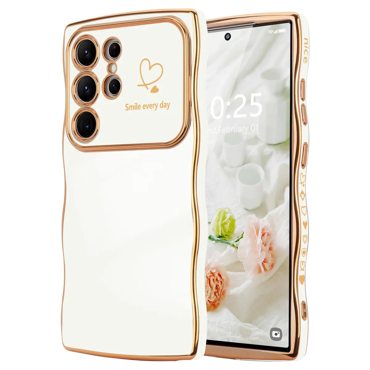 LCHULLE Samsung Galaxy S24 Ultra Case for Women Girls Cute Wave, White | Drop & Camera Protection - main product image