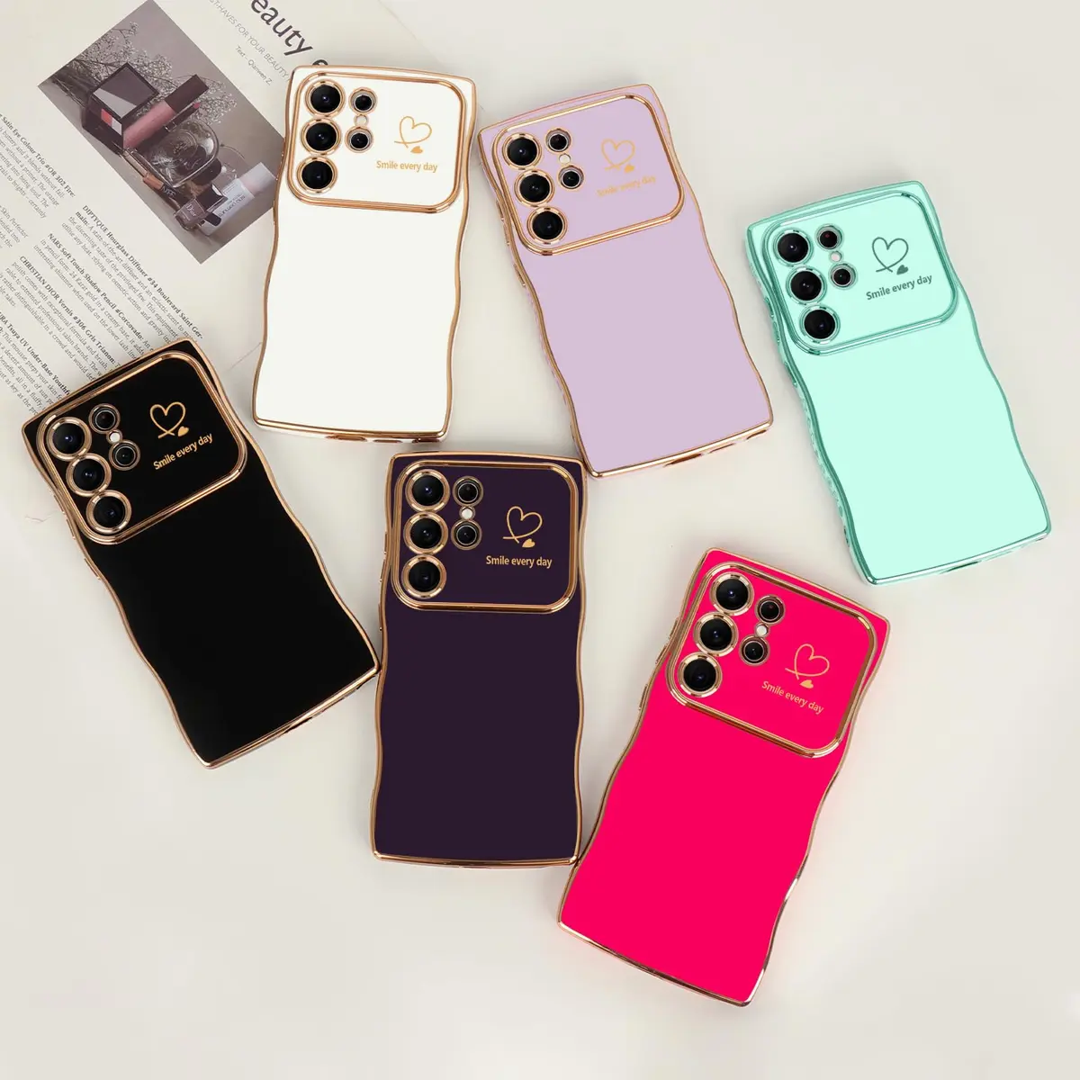LCHULLE Samsung Galaxy S24 Ultra Case for Women Girls Cute Wave, White | Drop & Camera Protection - view 7