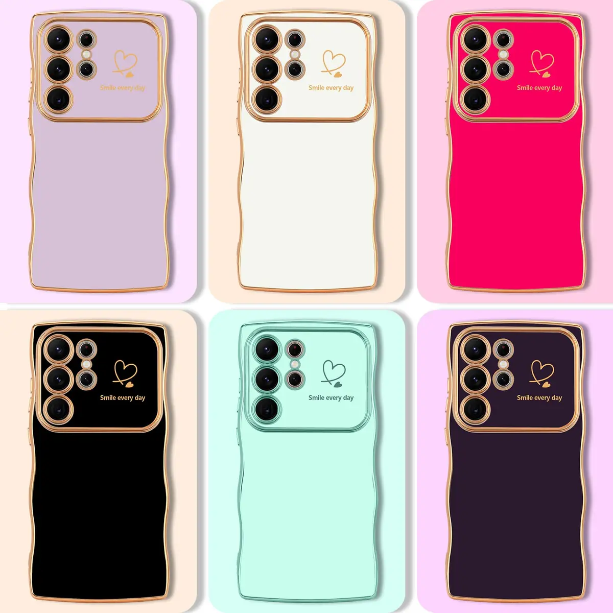 LCHULLE Samsung Galaxy S24 Ultra Case for Women Girls Cute Wave, White | Drop & Camera Protection - view 8