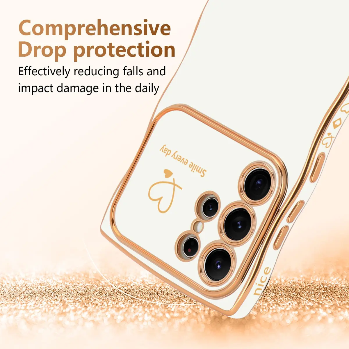 LCHULLE Samsung Galaxy S24 Ultra Case for Women Girls Cute Wave, White | Drop & Camera Protection - view 3