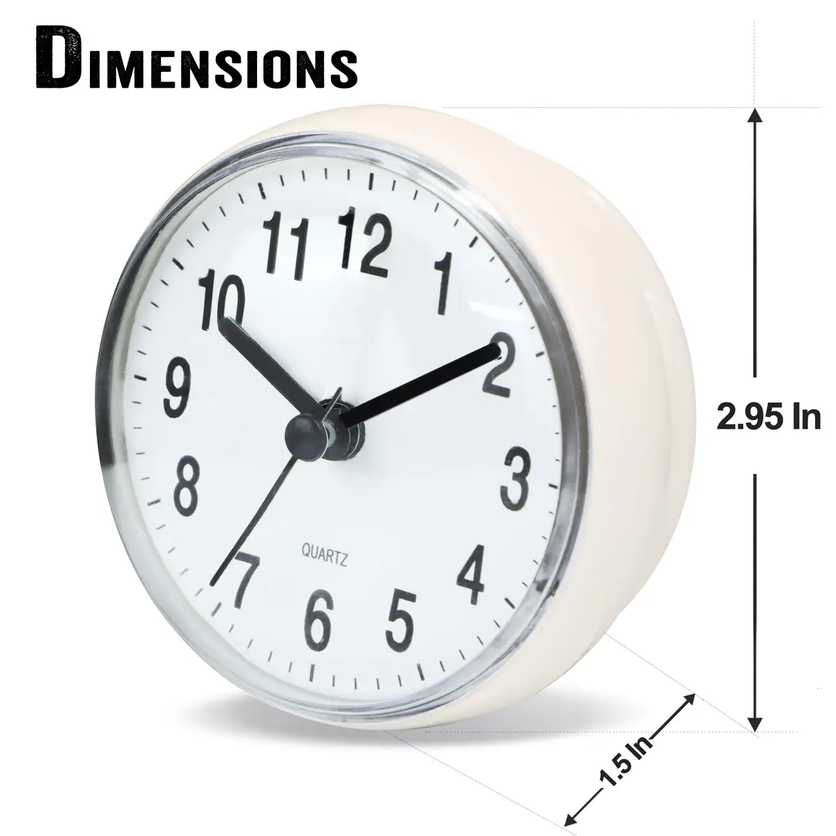 Betus Waterproof Bathroom Shower Clock with Large Suction Cup - Silent, Water Proof, Battery Operated Wall Clock for Toilet, Kitchen, Bedroom (White, 2-Pack) - view 2