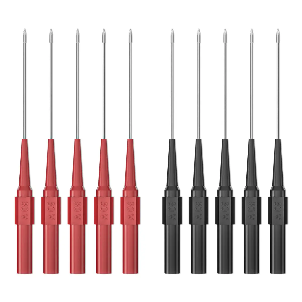 Goupchn 0.7mm Long Version Test Probes Pins, Red & Black | Stainless Steel, 11.2cm, 10PCS - main product image
