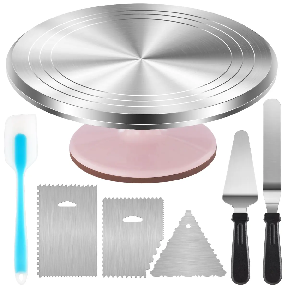 Kootek 12" Aluminum Cake Turntable Set for Decorating | Durable & Smooth Rotation (70-120 chars) - main product image